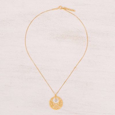 Alternate image for Gold plated blue topaz floral necklace Lanna Moon
