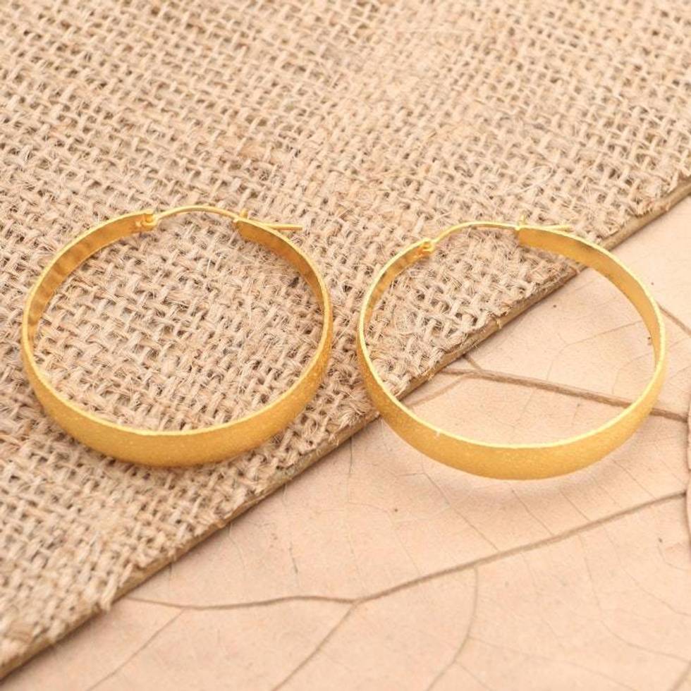 Artisan Crafted Gold-Plated Hoop Earrings 'Perfect Copy in Gold'