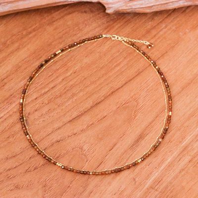 Alternate image for Natural Tourmaline Strand Necklace with 24k Golden Plating Lovely Reflections
