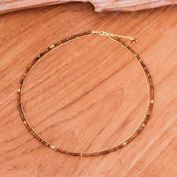 Alternate image for Natural Tourmaline Strand Necklace with 24k Golden Plating Lovely Reflections