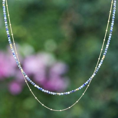 Primary image for 6-Carat Lapis Lazuli Strand Necklace with 24k Golden Plating True Reflections