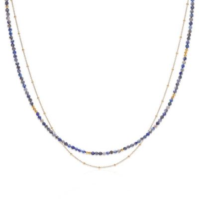 Alternate image for 6-Carat Lapis Lazuli Strand Necklace with 24k Golden Plating True Reflections