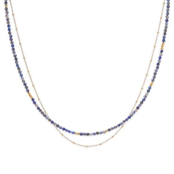 Alternate image for 6-Carat Lapis Lazuli Strand Necklace with 24k Golden Plating True Reflections