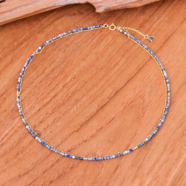 Alternate image for 6-Carat Lapis Lazuli Strand Necklace with 24k Golden Plating True Reflections