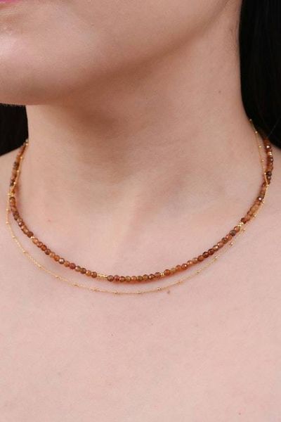 Alternate image for Natural Tourmaline Strand Necklace with 24k Golden Plating Lovely Reflections