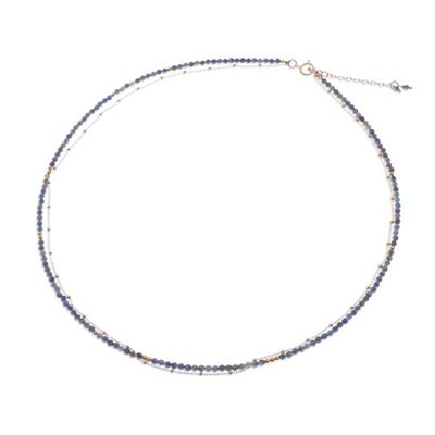 Alternate image for 6-Carat Lapis Lazuli Strand Necklace with 24k Golden Plating True Reflections