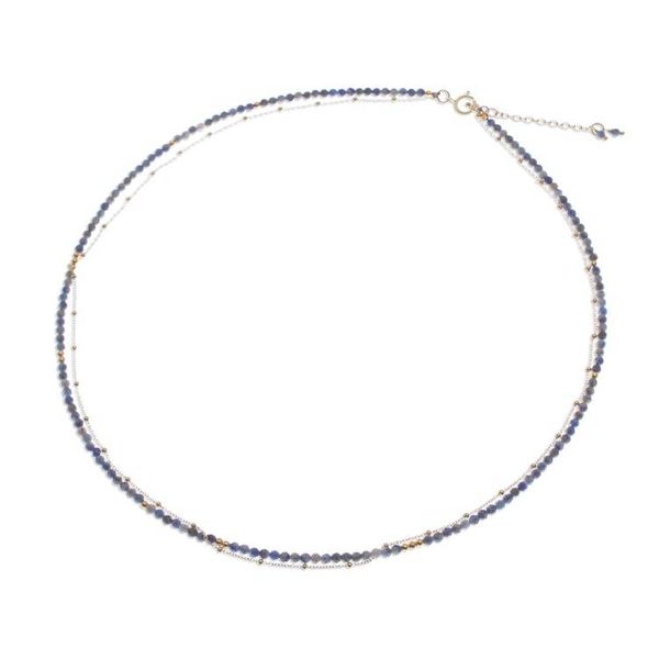 Alternate image for 6-Carat Lapis Lazuli Strand Necklace with 24k Golden Plating True Reflections