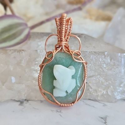 Primary image for Copper Wire Wrapped Gemstone Frog Pendant