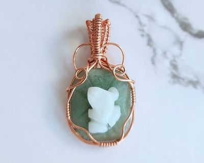 Alternate image for Copper Wire Wrapped Gemstone Frog Pendant