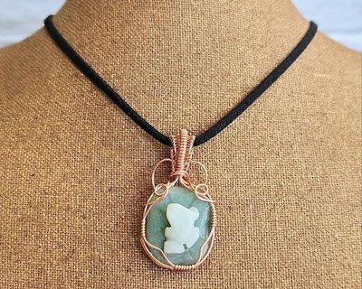 Alternate image for Copper Wire Wrapped Gemstone Frog Pendant