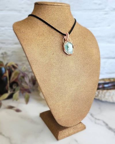 Alternate image for Copper Wire Wrapped Gemstone Frog Pendant