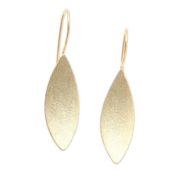 Alternate image for Artisan Made Gold-Plated Floral Drop Earrings Sunflower Seeds