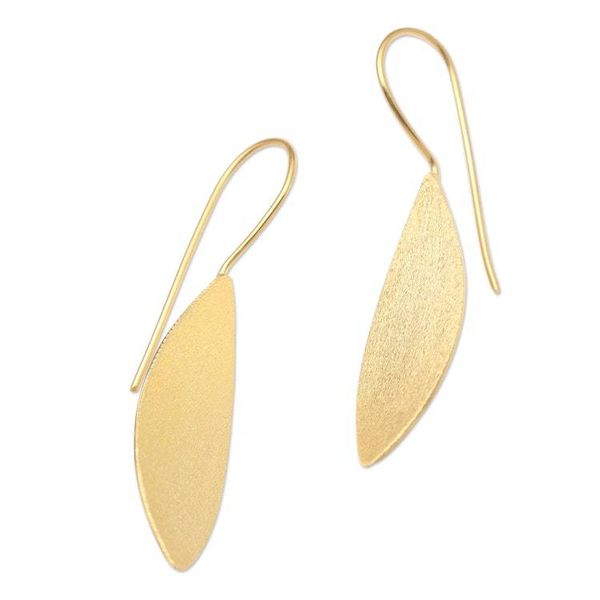 Alternate image for Artisan Made Gold-Plated Floral Drop Earrings Sunflower Seeds