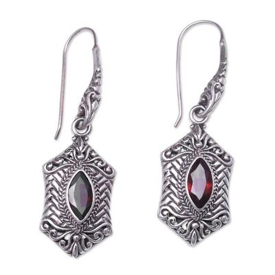 Alternate image for Weave Pattern Garnet Dangle Earrings from Bali Sanur Elegance