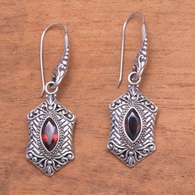 Alternate image for Weave Pattern Garnet Dangle Earrings from Bali Sanur Elegance