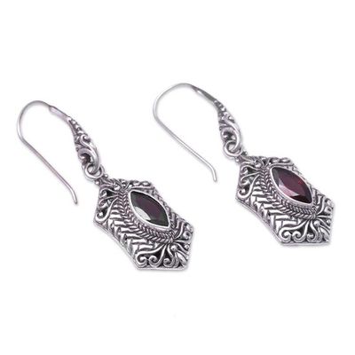 Alternate image for Weave Pattern Garnet Dangle Earrings from Bali Sanur Elegance