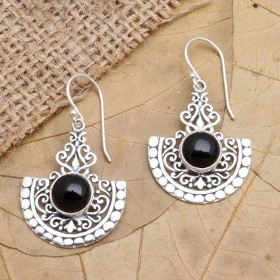 Alternate image for Onyx and Sterling Silver Dangle Earrings Midnight in Bali