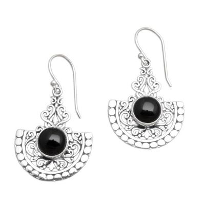 Alternate image for Onyx and Sterling Silver Dangle Earrings Midnight in Bali