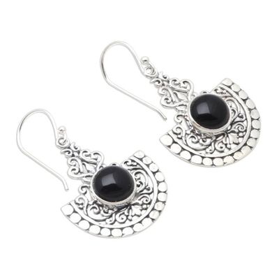 Alternate image for Onyx and Sterling Silver Dangle Earrings Midnight in Bali