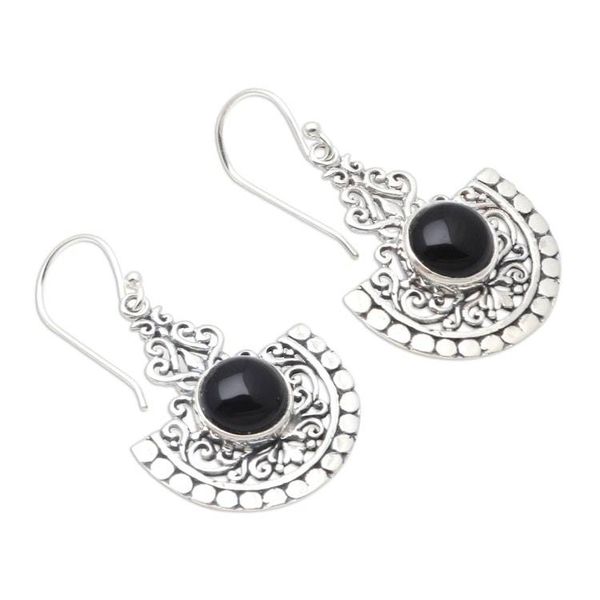 Alternate image for Onyx and Sterling Silver Dangle Earrings Midnight in Bali