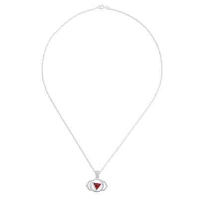 Alternate image for Semi-Abstract Elephant-Themed Carnelian Pendant Necklace Giant Fire