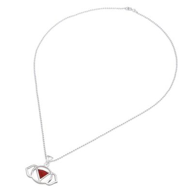 Alternate image for Semi-Abstract Elephant-Themed Carnelian Pendant Necklace Giant Fire