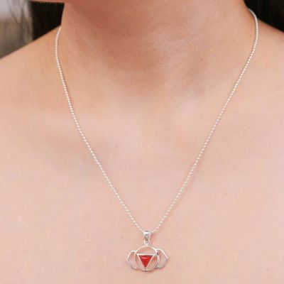 Alternate image for Semi-Abstract Elephant-Themed Carnelian Pendant Necklace Giant Fire
