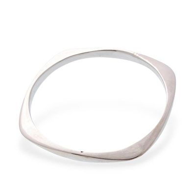 Alternate image for Contemporary Sterling Silver Bangle Bracelet from Taxco Sleek Geometry