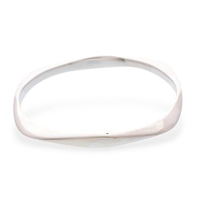 Alternate image for Contemporary Sterling Silver Bangle Bracelet from Taxco Sleek Geometry