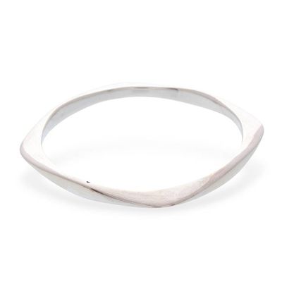Alternate image for Contemporary Sterling Silver Bangle Bracelet from Taxco Sleek Geometry