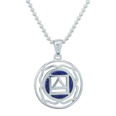 Alternate image for Inspirational Lotus-Themed Lapis Lazuli Pendant Necklace Mind of Intellect