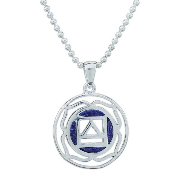 Alternate image for Inspirational Lotus-Themed Lapis Lazuli Pendant Necklace Mind of Intellect