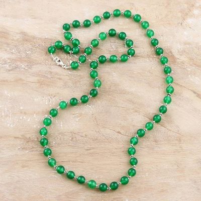 Alternate image for Hand Crafted Green Onyx Beaded Necklace from India Supernatural