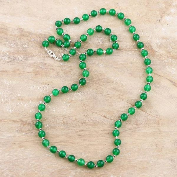 Alternate image for Hand Crafted Green Onyx Beaded Necklace from India Supernatural