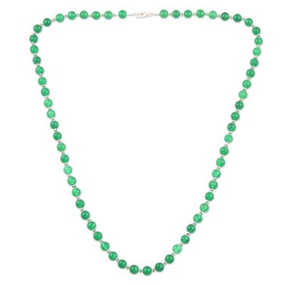 Alternate image for Hand Crafted Green Onyx Beaded Necklace from India Supernatural