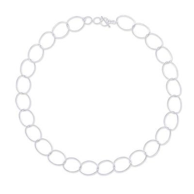 Alternate image for Sterling Silver Link Necklace in a Brushed-Satin Finish Ethereal Orbits
