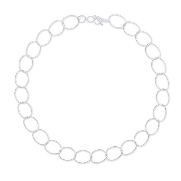 Alternate image for Sterling Silver Link Necklace in a Brushed-Satin Finish Ethereal Orbits