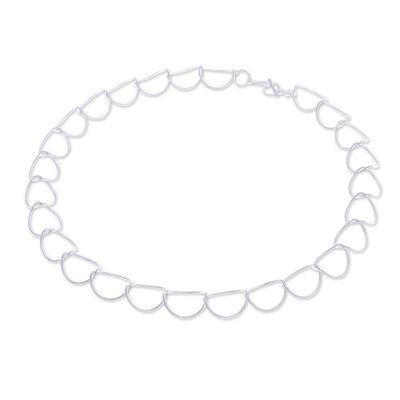 Alternate image for Sterling Silver Link Necklace in a Brushed-Satin Finish Ethereal Orbits