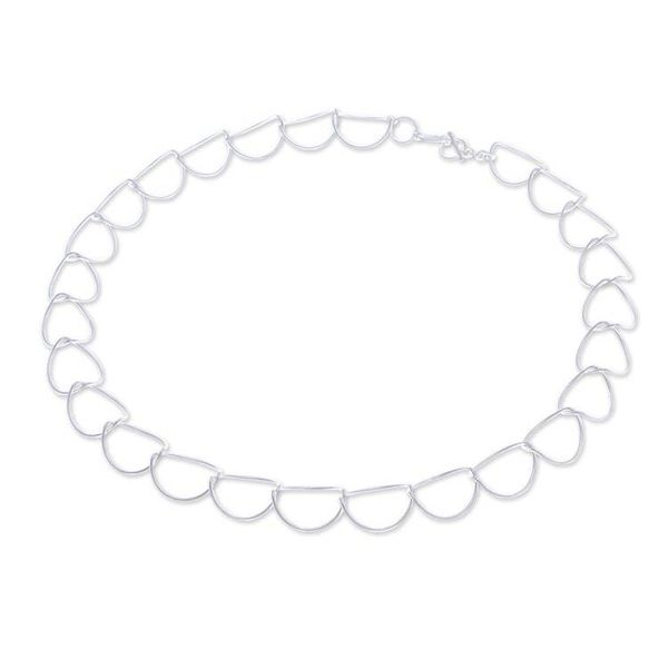 Alternate image for Sterling Silver Link Necklace in a Brushed-Satin Finish Ethereal Orbits