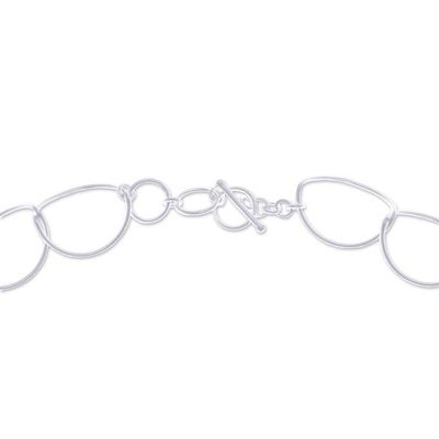Alternate image for Sterling Silver Link Necklace in a Brushed-Satin Finish Ethereal Orbits