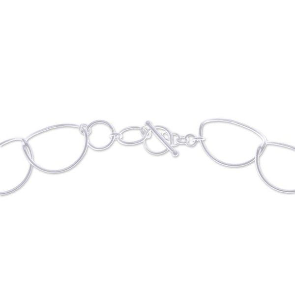Alternate image for Sterling Silver Link Necklace in a Brushed-Satin Finish Ethereal Orbits