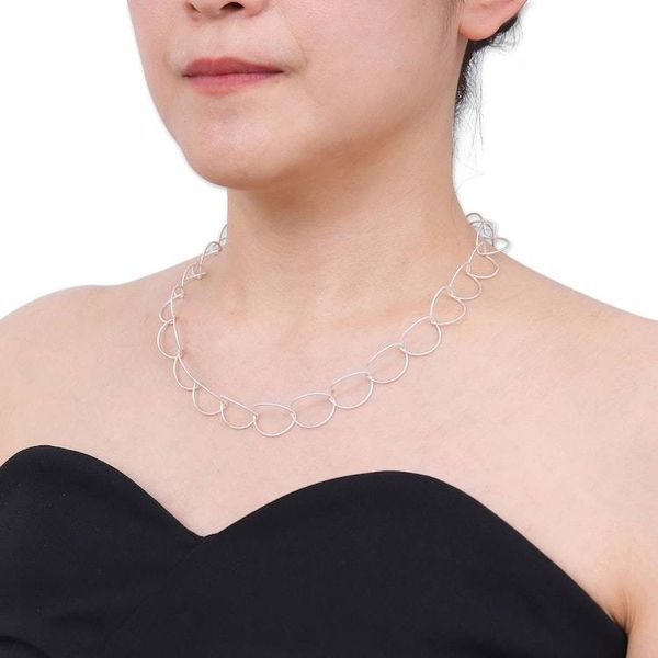 Alternate image for Sterling Silver Link Necklace in a Brushed-Satin Finish Ethereal Orbits
