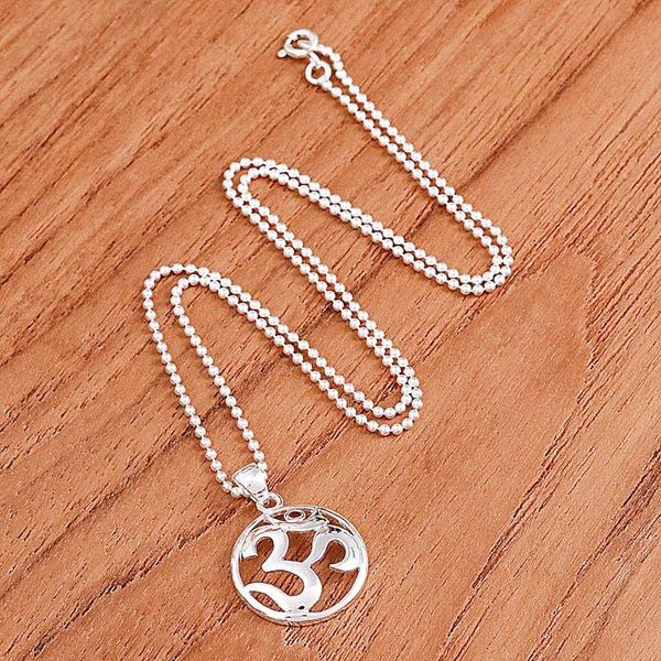Alternate image for Polished Garnet Round Om Pendant Necklace from Thailand Om of Passion