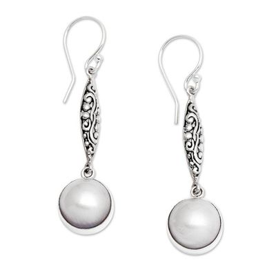 Alternate image for Sterling Silver and Cultured Mabe Pearl Dangle Earrings Lovely Legacy