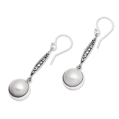 Alternate image for Sterling Silver and Cultured Mabe Pearl Dangle Earrings Lovely Legacy