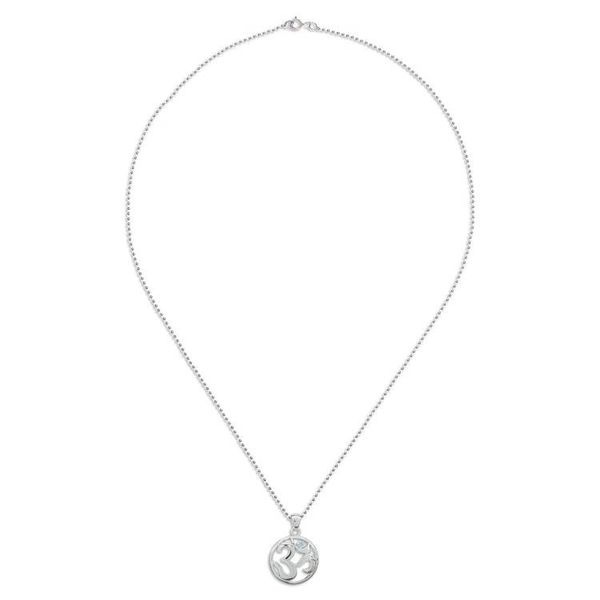 Alternate image for Polished Blue Topaz Round Om Pendant Necklace from Thailand Om of Loyalty