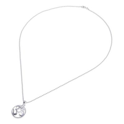 Alternate image for Polished Blue Topaz Round Om Pendant Necklace from Thailand Om of Loyalty