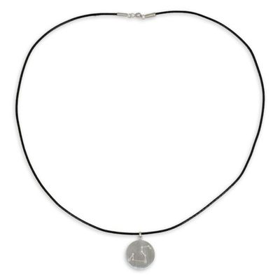 Alternate image for Leo Sign Zodiac Necklace in Silver with White Topaz Constellation Leo