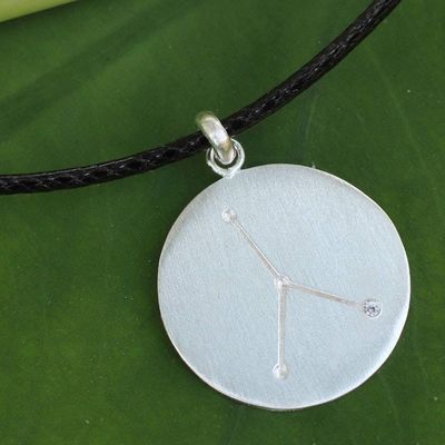 Alternate image for Sterling Silver Zodiac Cancer Necklace with White Topaz Constellation Cancer