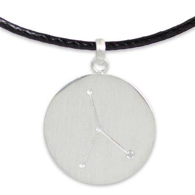 Alternate image for Sterling Silver Zodiac Cancer Necklace with White Topaz Constellation Cancer